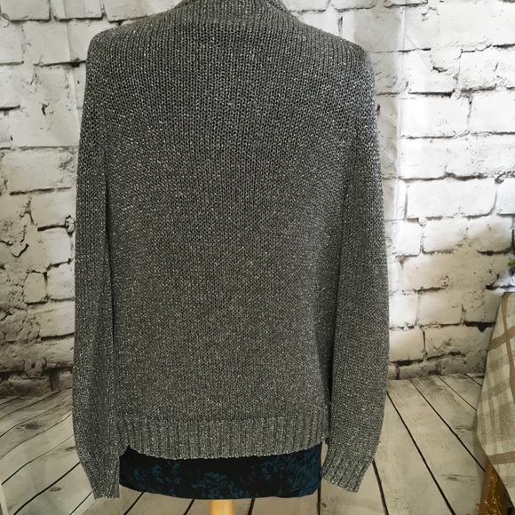 J Crew Metallic Silver Boyfriend Cardigan Size M - Picture 5 of 8